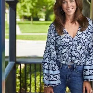American Eagle Flutter Sleeve Tie Top